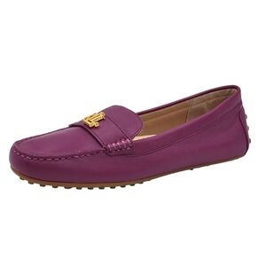 Lauren Ralph Lauren Barnsbury Driving Loafers Women 9 Plum Gold LRL Logo Leather